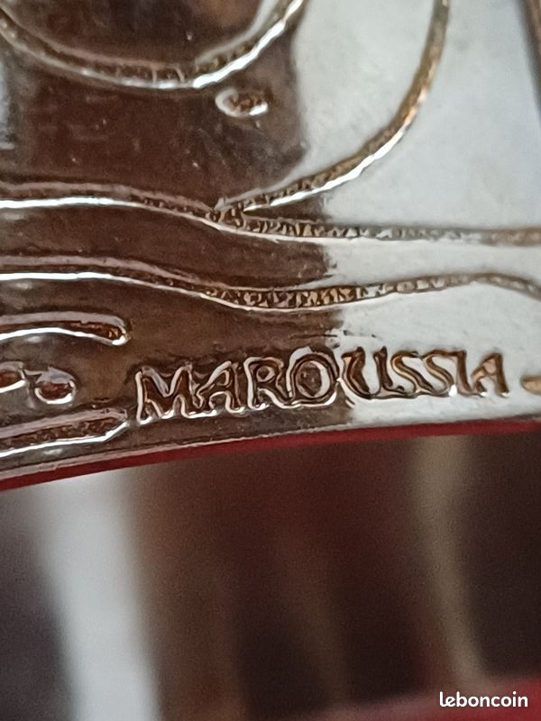 Bracelet Manchette Vintage Signé Maroussia - Métal Argenté - Occasion - Style Rétro