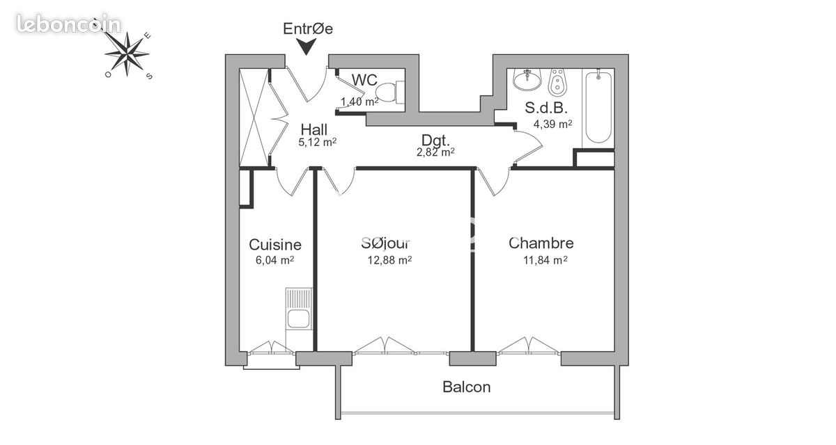 Appartement 2 pièces 44 m² · à Poitiers · 44 m² · 561 €/mois