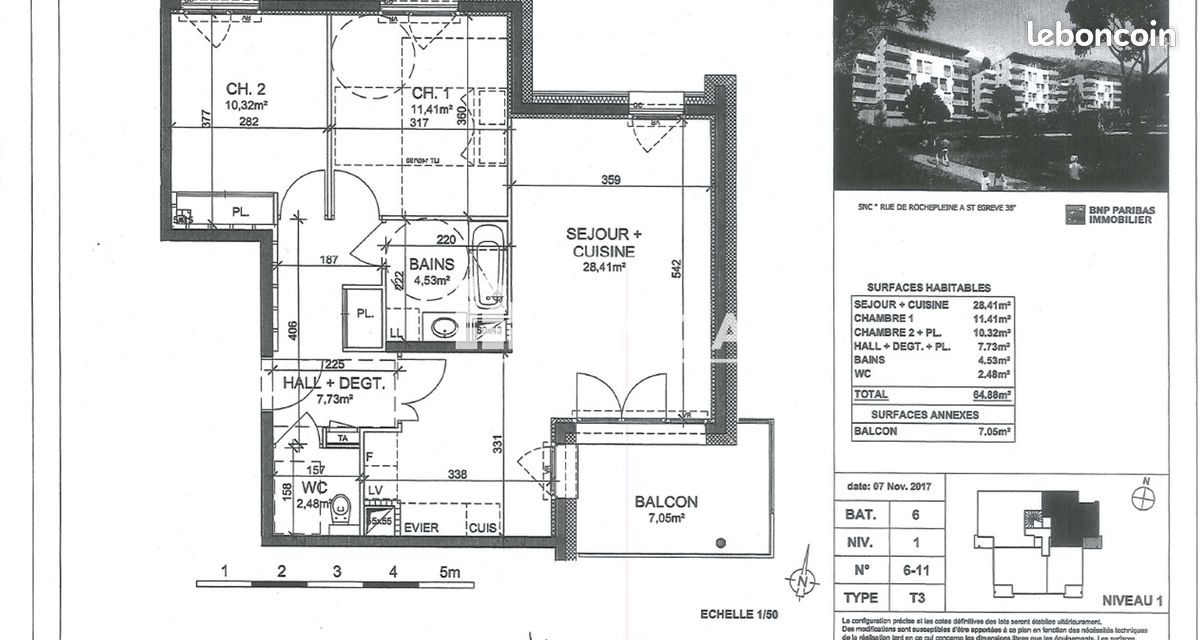 Appartement 3 pièces 65 m² · à Saint-Égrève · 65 m² · 814 €/mois