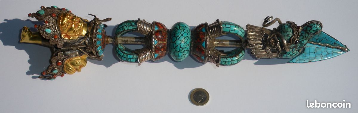PURBA Grande dague thibétaine, or, argent et turquoises (image 2)