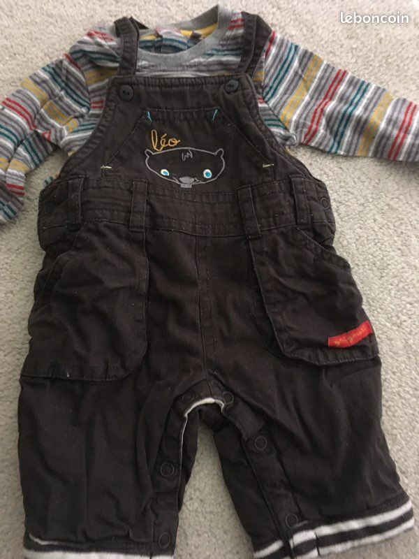 2 Ensembles 1 mois : 2 salopettes et 2 polos (image 1)