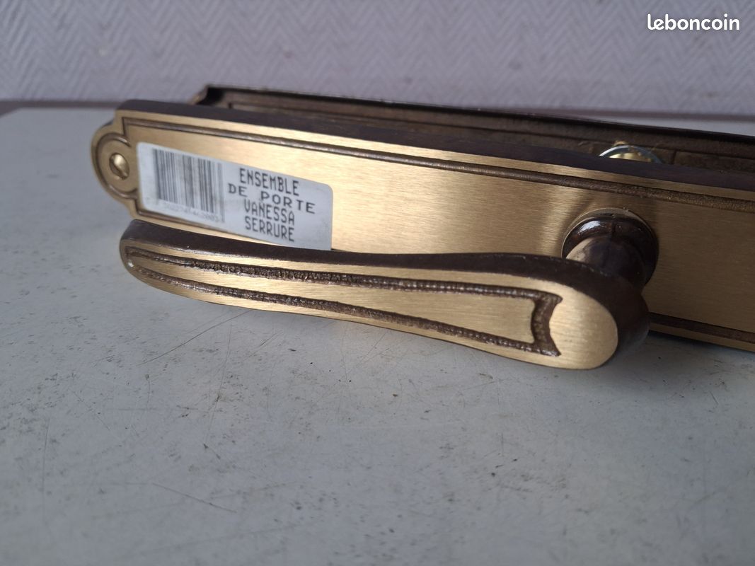 Ensemble de porte poignées laiton doré clanches neuves vintage (image 5)