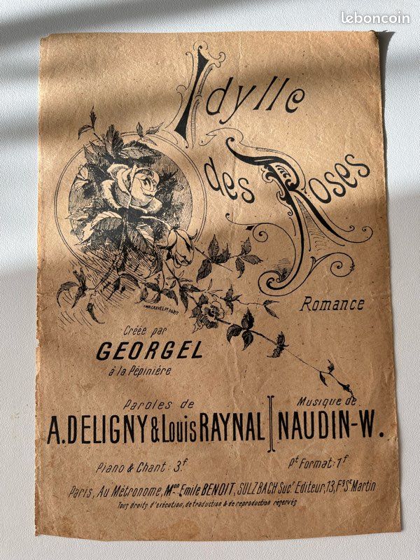 Partition : idylle des roses , paroles de Deligny musique de Naudin (image 1)