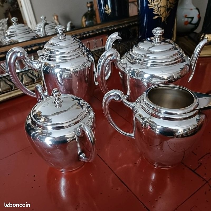 Pot à Crème Argenté Style Reine Anne En Forme De Cafetière - Daté 1911 - Occasion (Fermeture Du Couvercle Non étanche)