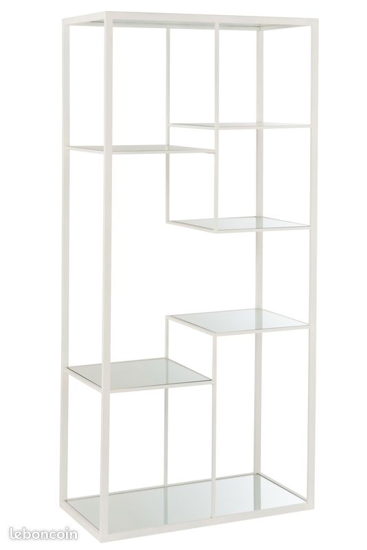 Etagere 5 Planches Metal/Verre Blanc (7621) (image 1)