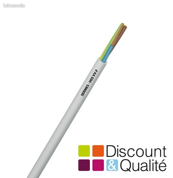 Couronne 100m de Câble Électrique Domestique Souple Isolé SERMES H05VV-F Gris 2x2,5mm² - 11415171 - NEUVE (image 1)