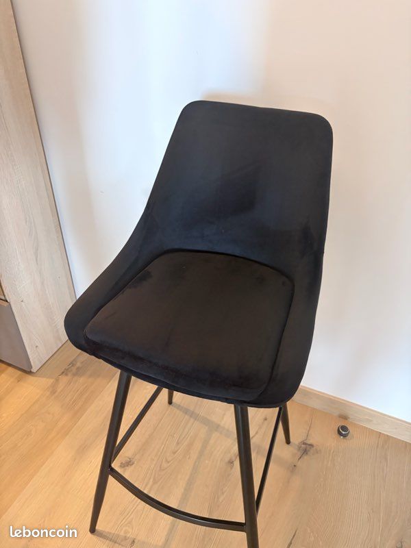 Chaises de Bar Velours Noir (image 1)