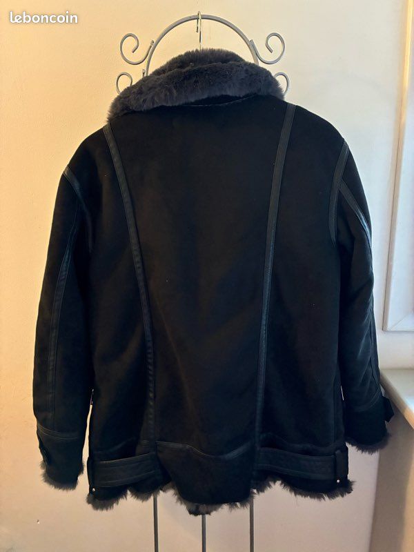 Veste moto bomber daim noir et gris Zara taille S (image 5)