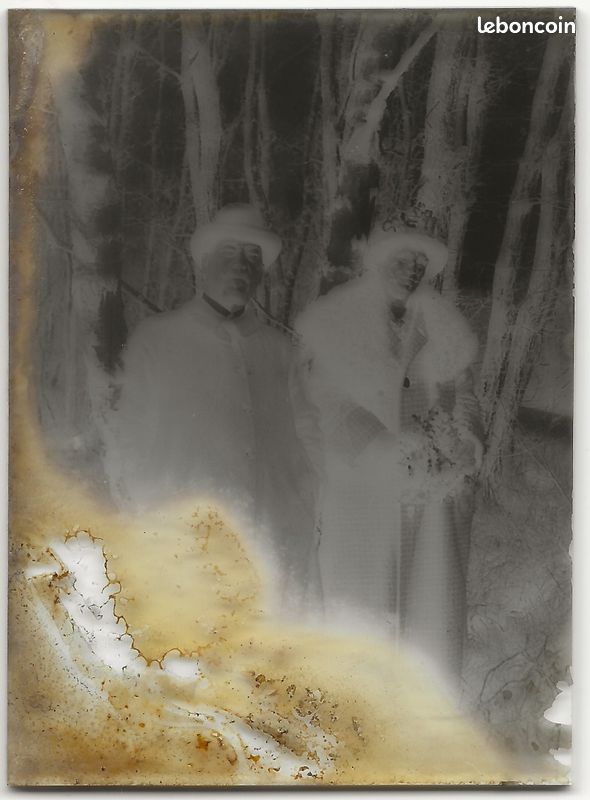 Glasdias - Plaque verre photo ancienne négatif noir et blanc 6x9 cm