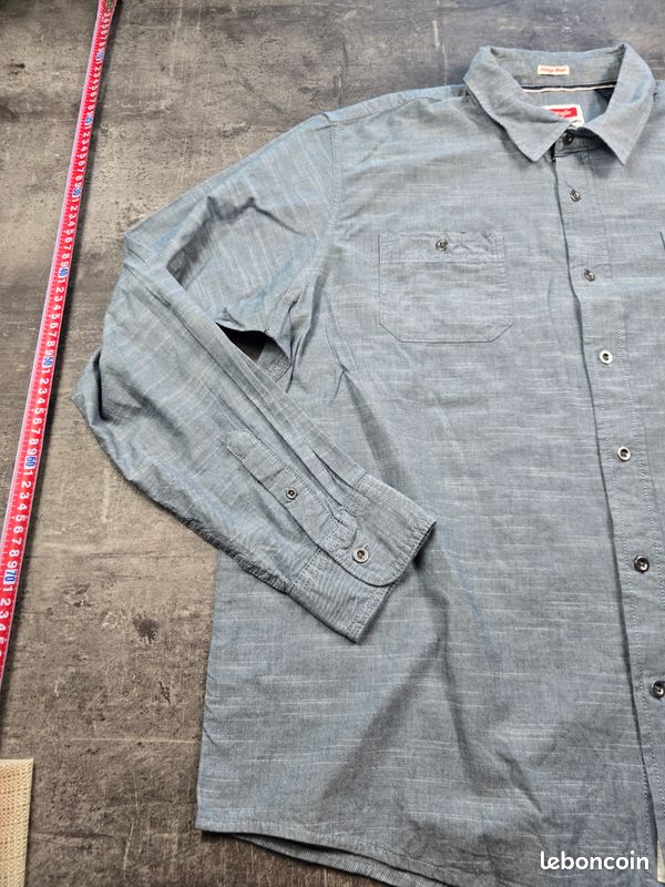 Chemise Wrangler homme en jean léger gris taille XXL – manches longues, denim vintage, western, casual, grande taille, workwear 309 (image 6)