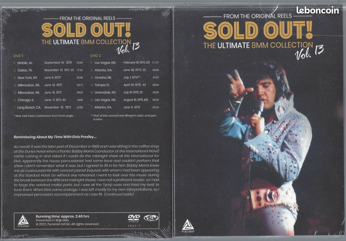 Elvis presley sold out vol 1 Newly Restored au vol 20 deluxe digipack 40 dvd discs originaux +45 heures de concerts avec son direct Label Pyramid Collection complète sous blister ultra méga rare (image 15)