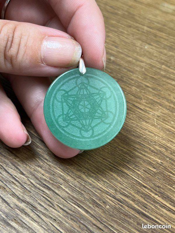 Pendentif Fleur De Vie + Métatron En Laiton Argenté - Neuf Sans Emballage - Bijou Symbolique
