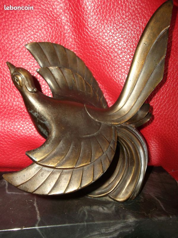 Vase En Bronze Avec Décor D'oiseau Signé Olivier St Honoré Paris