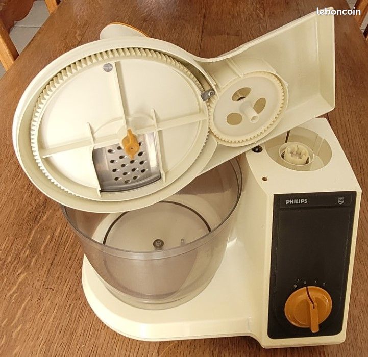 Robot De Cuisine Vintage Philips HR2970A - Multifonction Avec Bol Et Cuve - Beige