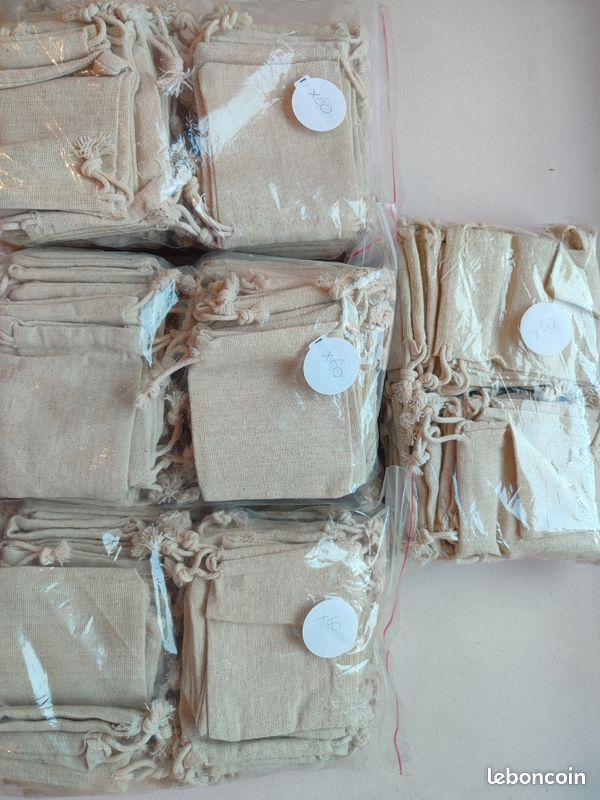 Pochons tissus beige lin (image 4)
