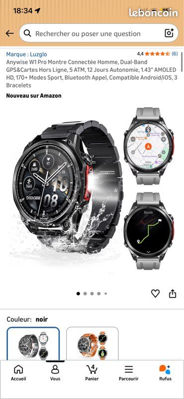 Montre connectée GPS AMOLED 1.43” – Neuve Android/iPhone (image 3)