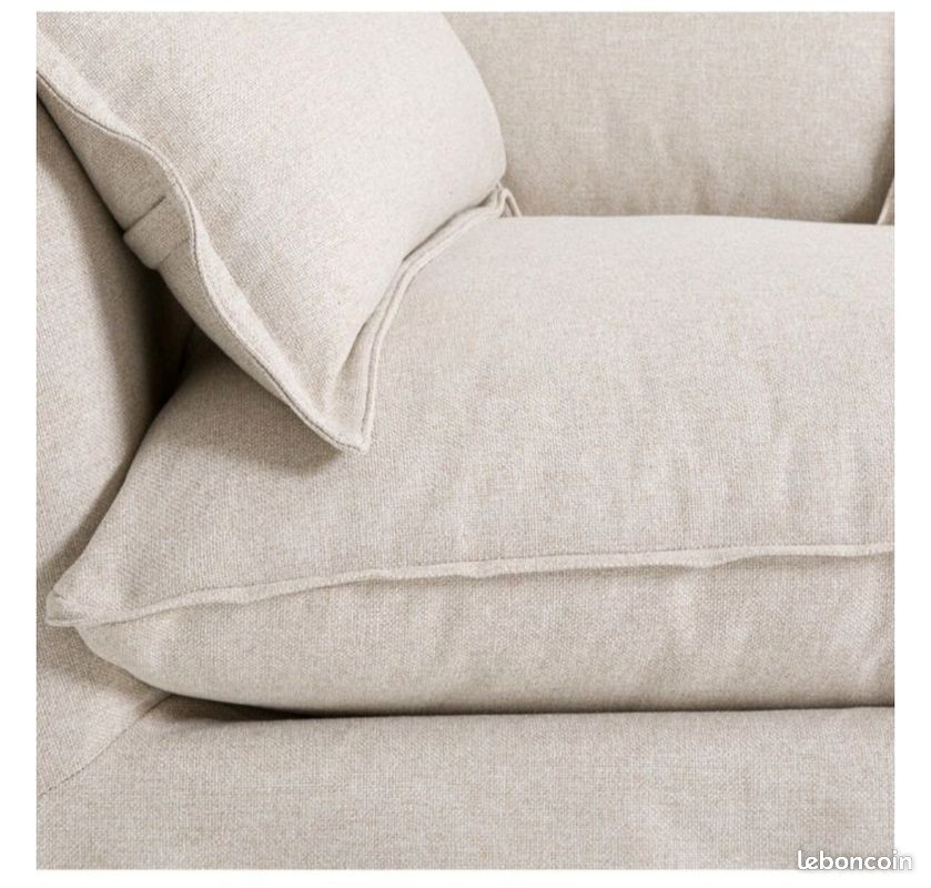 Très beau lot de 2 canapés + 1 pouf - Couleur Écru - État NEUF (image 6)