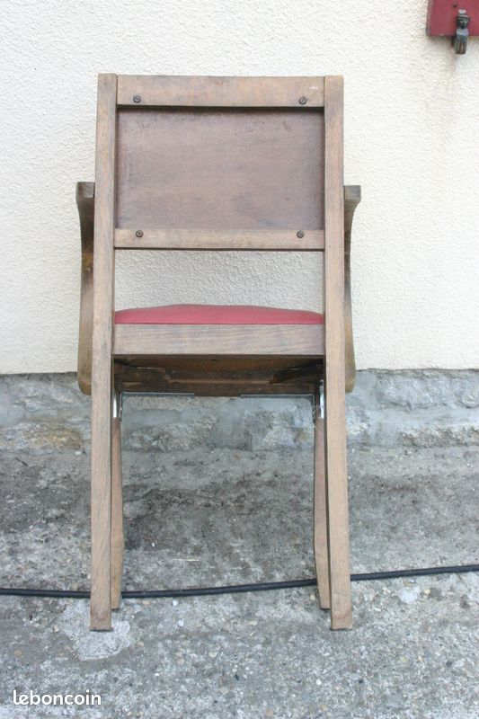 2 chaises fauteuil ancien cuir rouge (image 2)