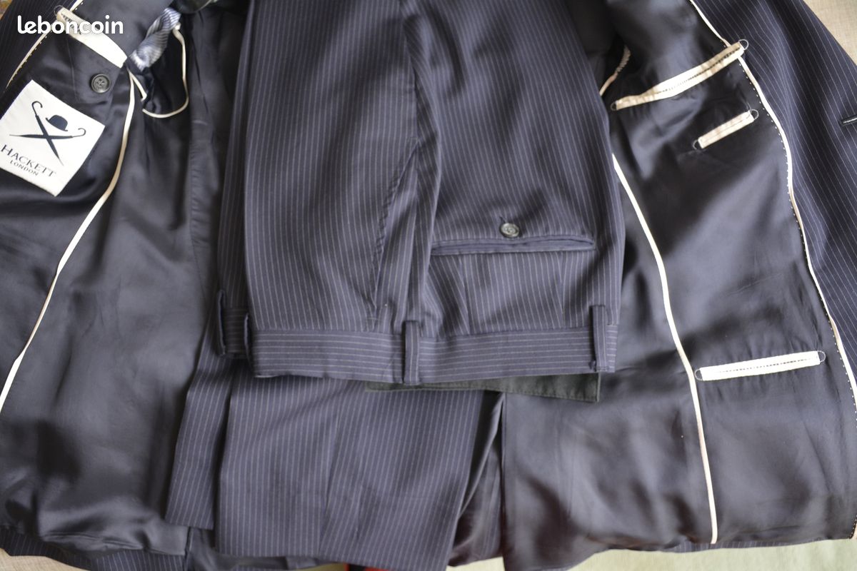 Costume bleu nuit rayure « banquier » Hackett – Taille 46R (regular) 100% Laine (image 3)