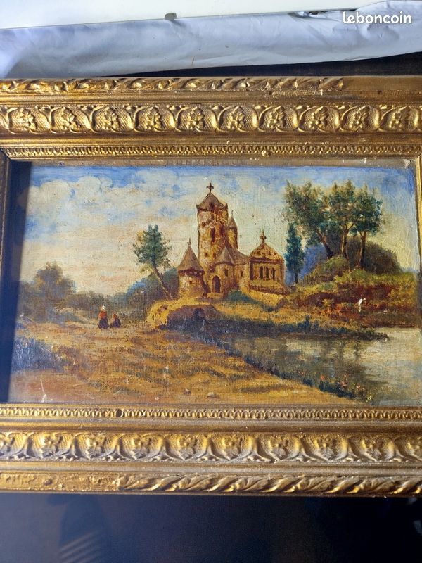 Tableau ancien, une huile sur panneau de bois datée de la fin du XIXe – début XXe siècle (image 2)