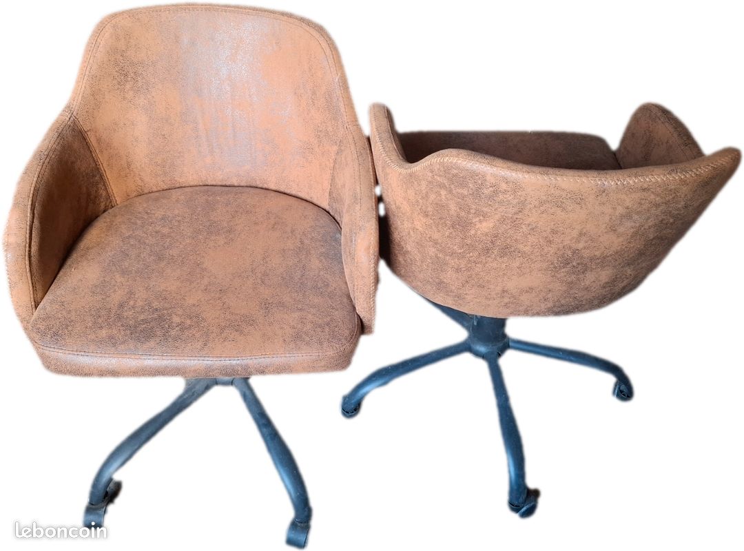 Lot de 7 fauteuils de bureau / salle à manger – Style Industriel / Vintage (image 1)