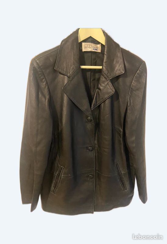 Veste en cuir noir marque au renard (image 1)