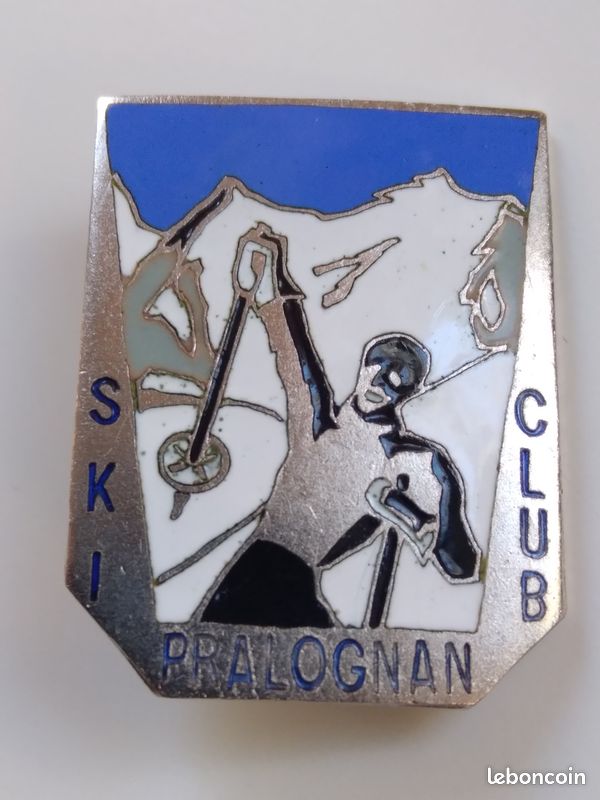 Ancien Insigne Ecole De Ski Pralognan - Vintage 1940/50 - Attache Cassée