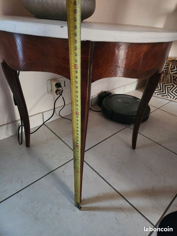Petite table d'appoint bois et marbre style Louis XV (image 8)