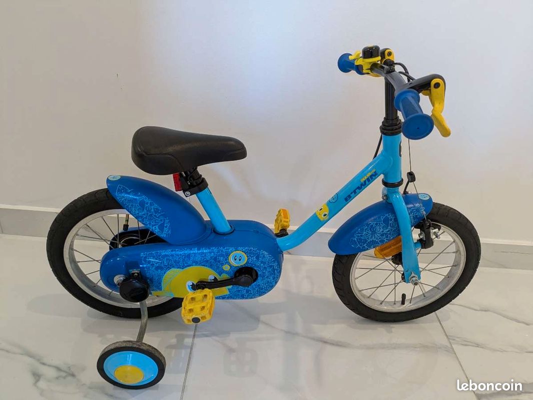 Vélo Enfant 14 Pouces Violet – Roues Stabilisatrices – Siège/guidon Réglables – Double Freins – Panier Et Sonnette – Dès 3 Ans