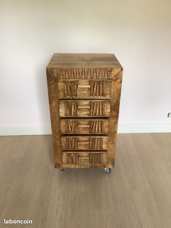 Petit meuble bois 5 tiroirs (image 3)