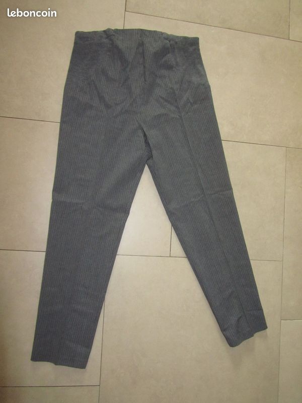 Pantalon de grossesse gris rayé natalys 38 (image 1)