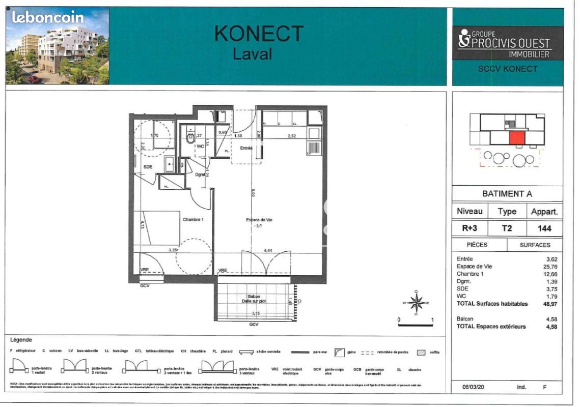 Appartement 2 pièces 48 m² · à Laval · 48 m² · 585 €/mois