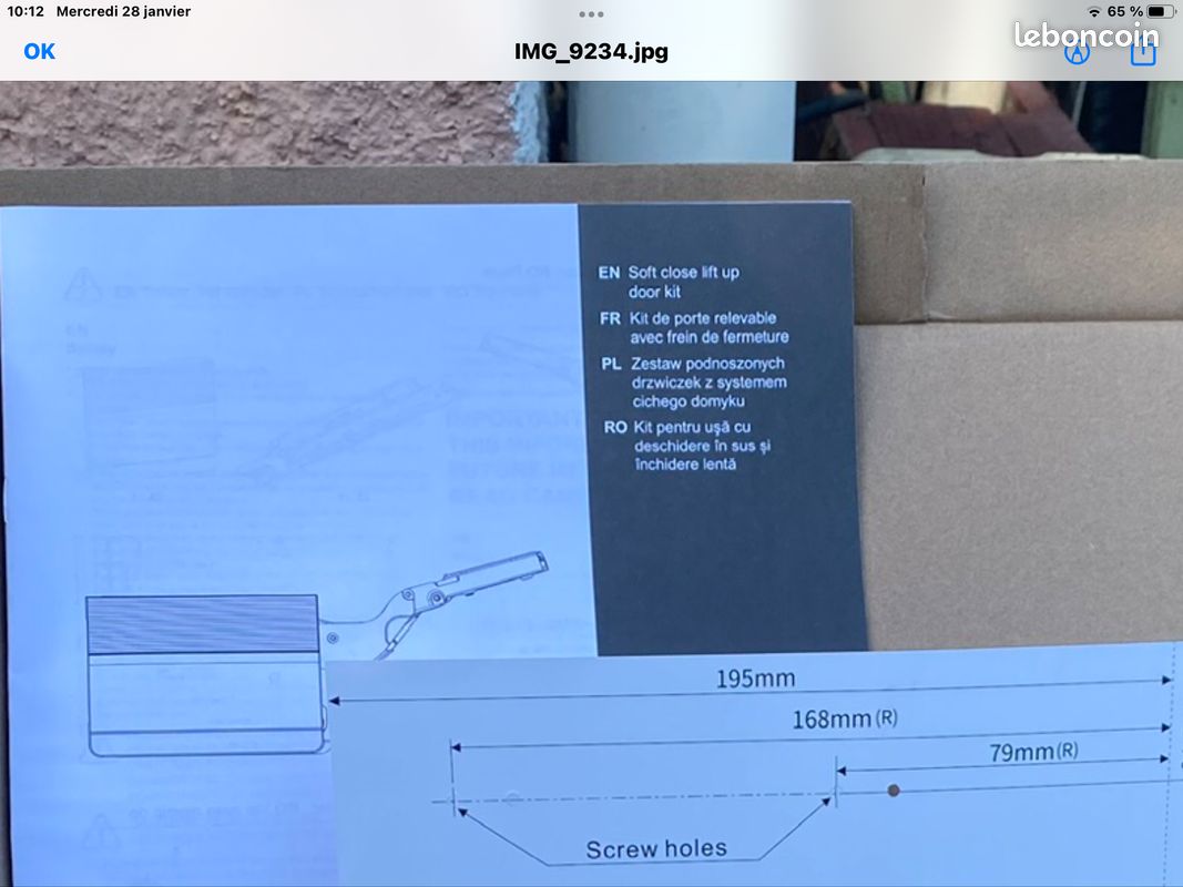 Kit de porte relevage fermeture en douceur 2 pièces (image 2)