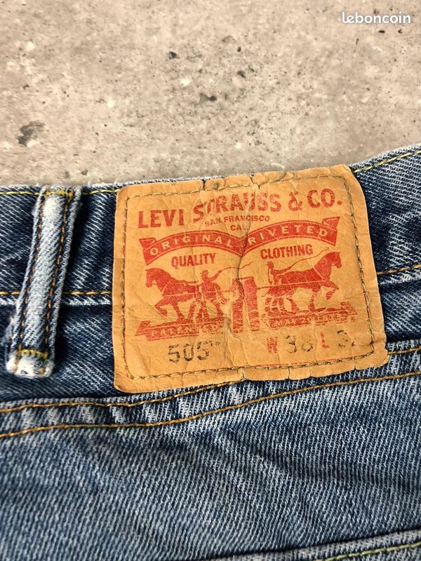 Jean Levi's 505 Straight pants Homme W38 L32 100% coton denim Blue baggy (image 3)