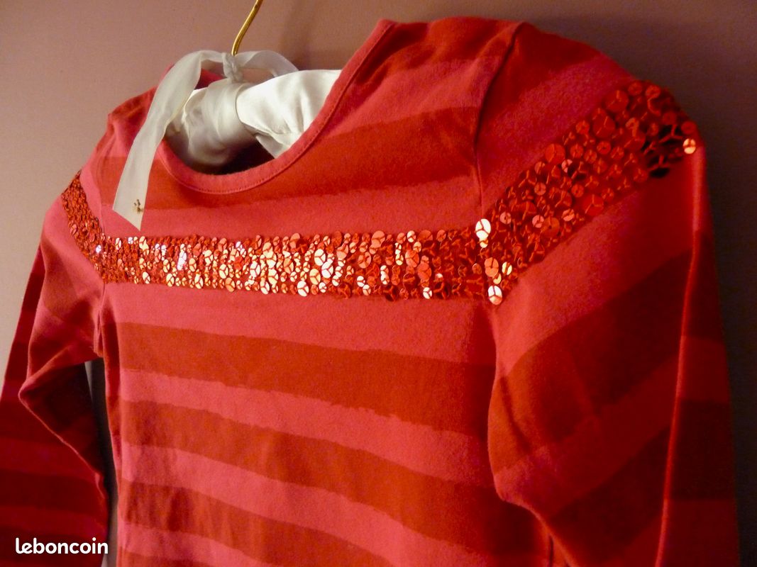 T-shirt Manches Longues Catimini Orange - Taille 3 Ans, Occasion Très Bon état