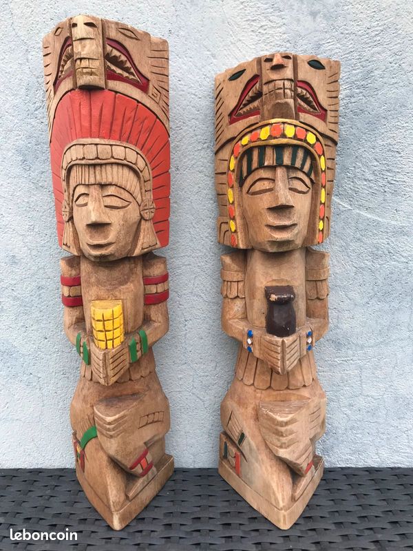 Statues en bois indiens vintage (image 1)