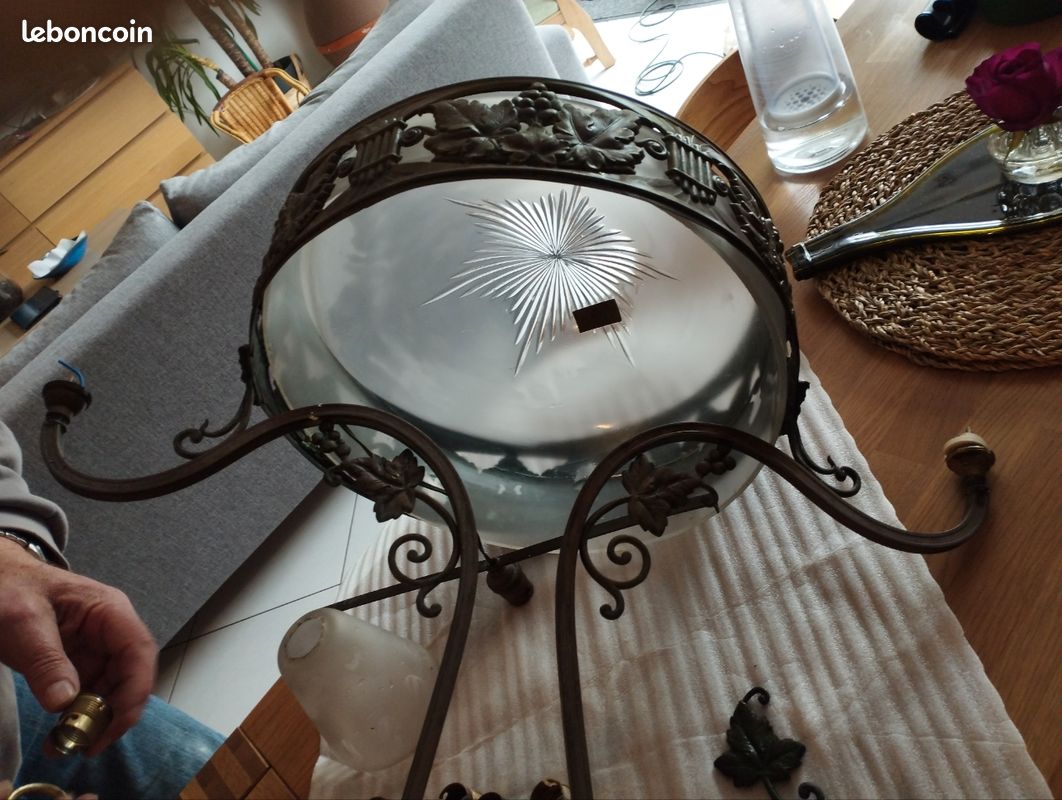 Ancien lustre laiton art deco (image 1)
