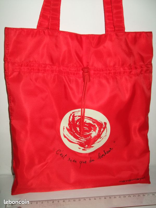 Joli Sac Tote Bag Bourse Rouge Marina Marinof C'est rien que du Bonheur NEUF (image 1)