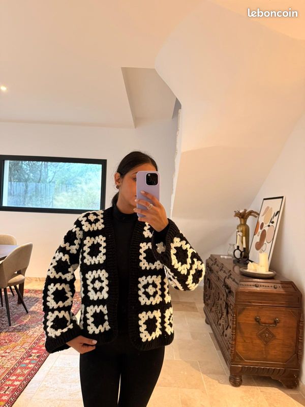 Cardigan Femme Avenue Taille 18/20 Noir Et Blanc - Neuf Sans étiquettes, Manches 3/4