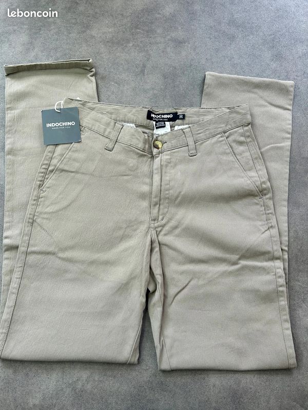 Chino Indochino slim fit beige neuf avec étiquette taille 30 us 40 fr pantalon homme (image 4)