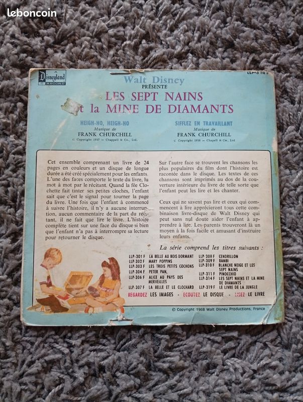 Vinyle livre 45t Les Sept nains (image 2)