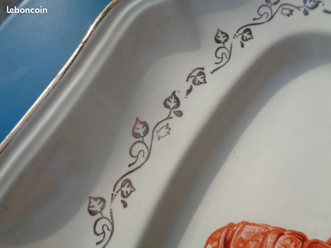 Porcelaine opalor real export plat décor homard 30 X 39 cm (image 3)
