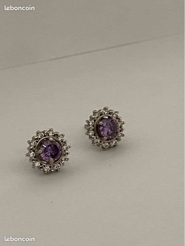 Boucles d’oreilles argent serties pierres naturelles - neuves (image 4)