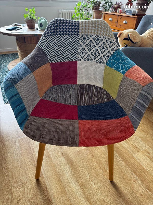 Chaise / fauteuil patchwork à accoudoirs (image 2)