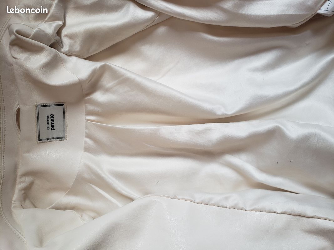 Blouson court effet cuir écru (image 3)