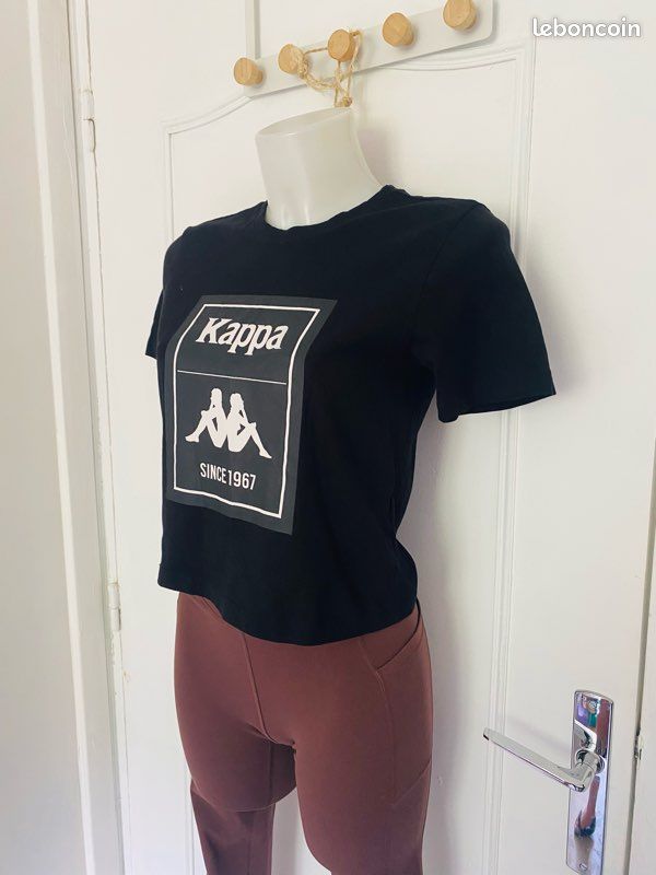 T-shirt Kappa crop top noir 100% coton (image 5)