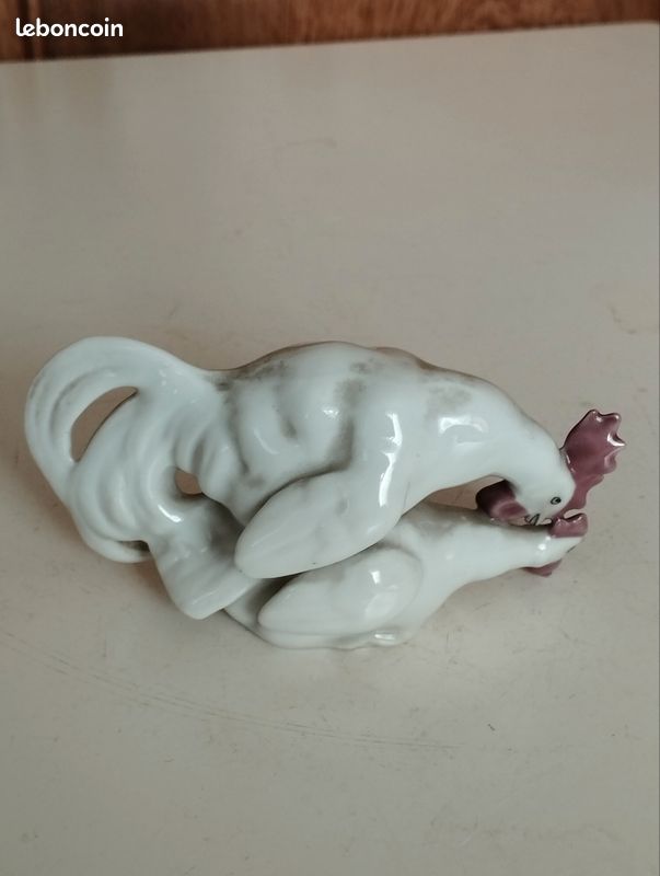 Porcelaine de Capodimonte poule et coq en action (image 3)