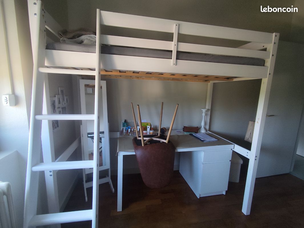 Lit Mezzanine 90x190 cm BLOOM Blanc chez But (image 1)