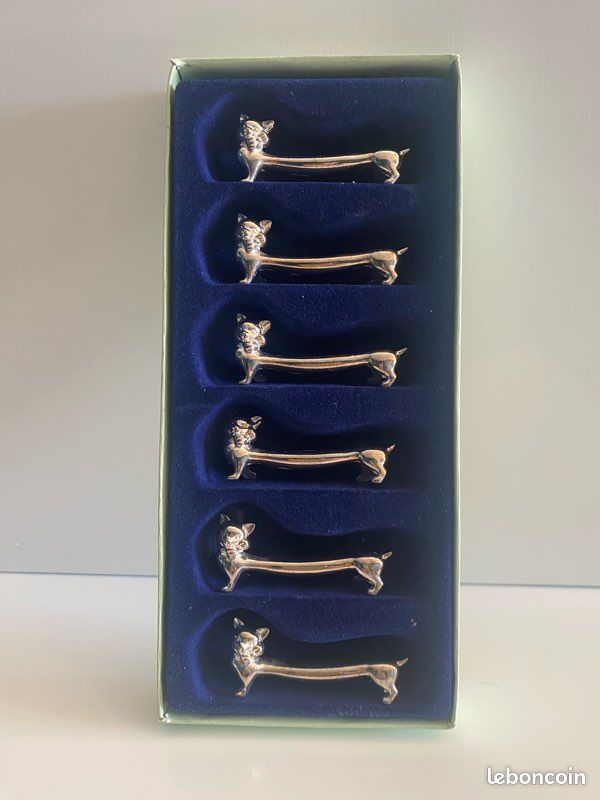 6 portes couteaux chat métal argenté (image 1)