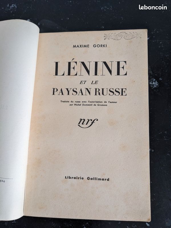 Maxime Gorki, "Lénine et Le Paysan russe", première édition NRF 1925 (image 5)